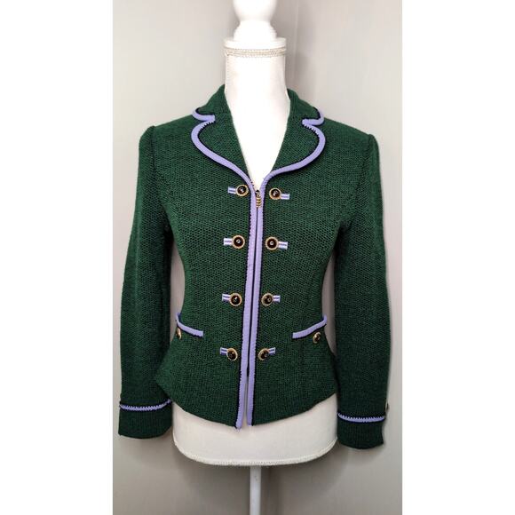St. John Jackets & Blazers - St John Santana Knit Blazer Green Gold Button Preppy Luxury Career Jacket